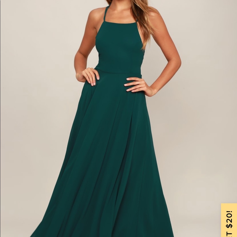 Lulus Strappy to be Here Forest Green Maxi Dress